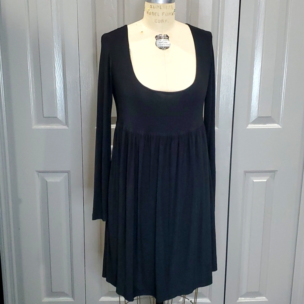 Vintage 90s black baby doll long sleeve dress women's "size small" MEDIUM
